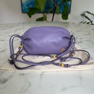 Tory Burch Beaded Strap Soft Mini Crossbody Bag in Purple Cosmos Leather